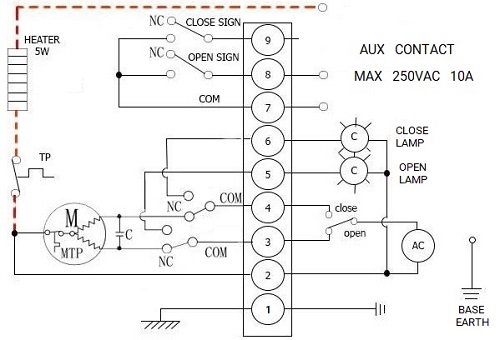 Электрическая схема подключения Кран шаровой разборный для пара Маршал 11с67п 5СФ.00.0 Ду150 Ру25 фланцевый, полнопроходной с электроприводом DN.ru-060 220В и КМЧ