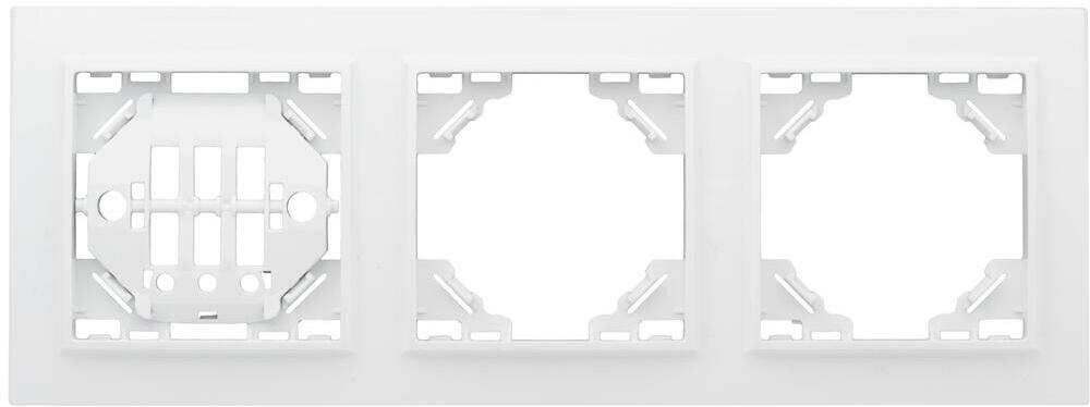 Рамка EKF Минск 3 поста 84х227х10 мм, материал корпуса - пластик, монтаж - горизонтальный, цвет - белый 