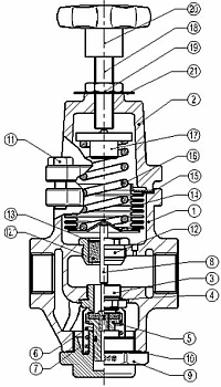 Клапан редукционный ADCA PRV25I Ду15 Ру25 сильфонный из нержавеющей стали с фланцами