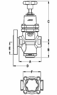 Чертеж Клапан редукционный ADCA PRW25I Ду15 Ру25 сильфонный из нержавеющей стали с фланцами