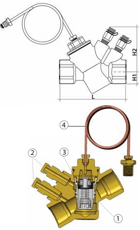 Чертеж Автоматический балансировочный клапан Гранбаланс КБА 20 Ду15 Ру25