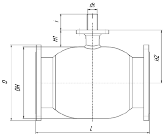 Чертеж Крана Broen Ballomax газовый полнопроходный фланцевый, Траб=-40/+100 с ISO-фланцем и редуктором