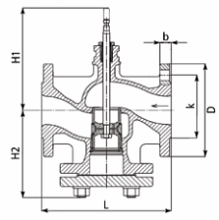 Чертеж Клапан регулирующий двухходовой M1F-FD Ду150 Ру16 фланцевый