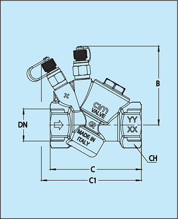 Чертеж Балансировочный клапан Cimberio 790WC (Cim 790) Ду25L Ру25 автоматический