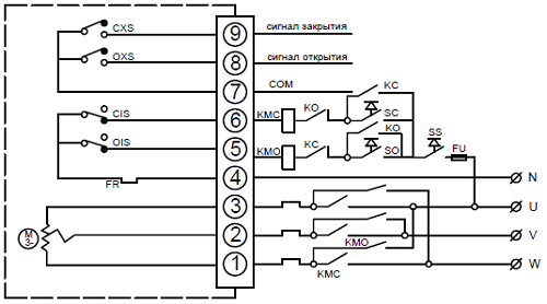Электрическая схема подключения Кран шаровой полнопроходной GENEBRE 2025 12 Ду100 Ру63 с электроприводом DN.ru-015 380В