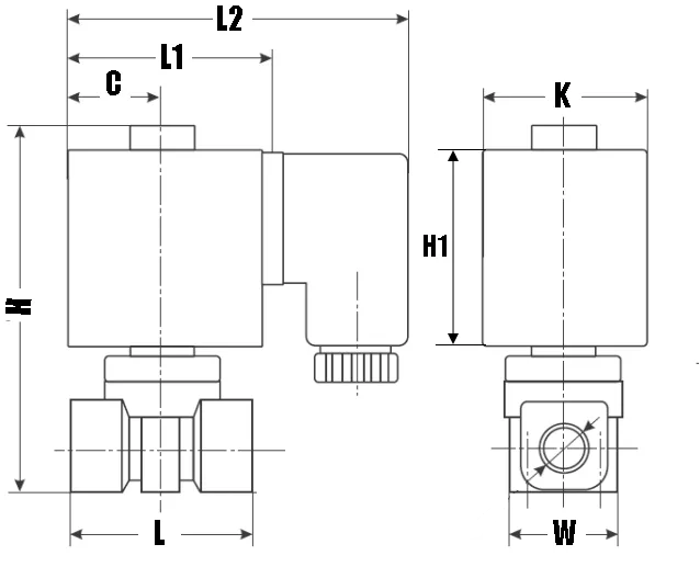 Клапан электромагнитный соленоидный двухходовой миниатюрный DN.ru-DHSM31 прямого действия (НЗ) Ду10-6.0 (3/8 дюйм), Ру3 корпус - латунь, уплотнение VITON, резьба G, с катушкой S91B 24В