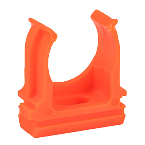 Крепёж-клипсы EKF DERJ-Z Ду16-25 для гофрированных и гладких труб, материал – полипропилен, цвет – оранжевый