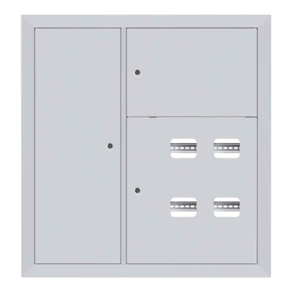 Щит этажный EKF Basic 4 кв. IP31, силовая часть – справа, материал – сталь, цвет – светло-серый