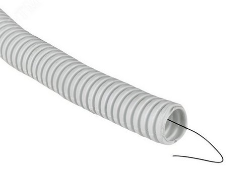 Трубы гофрированные EKF Plast Дн16-25 L50-100 тяжелые с протяжкой, внешние диаметры 16-25 мм, материал - ПВХ, бухты 50-100 м, цвет белый