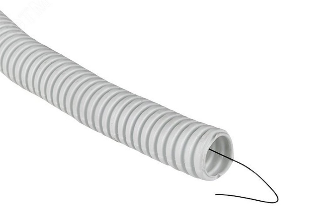 Труба гофрированная EKF Plast Дн16 L100 тяжелая с протяжкой, внешний диаметр 16 мм, материал - ПВХ, бухта 100 м, цвет белый