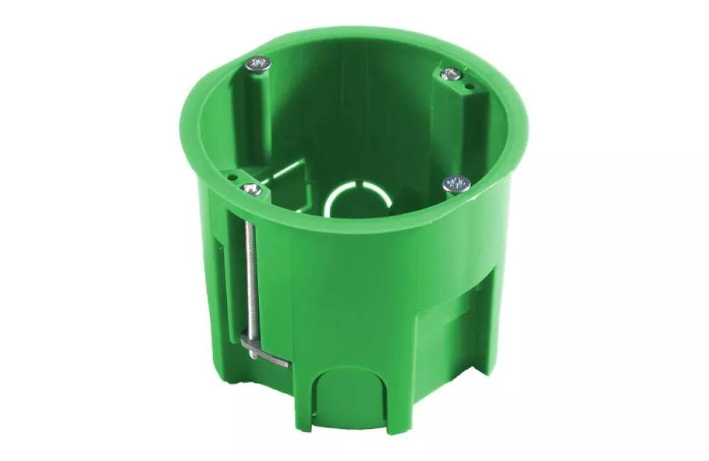 Коробка установочная HEGEL КУ120 68x60мм IP20, металлические лапки, способ монтажа скрытый, цвет - зеленый