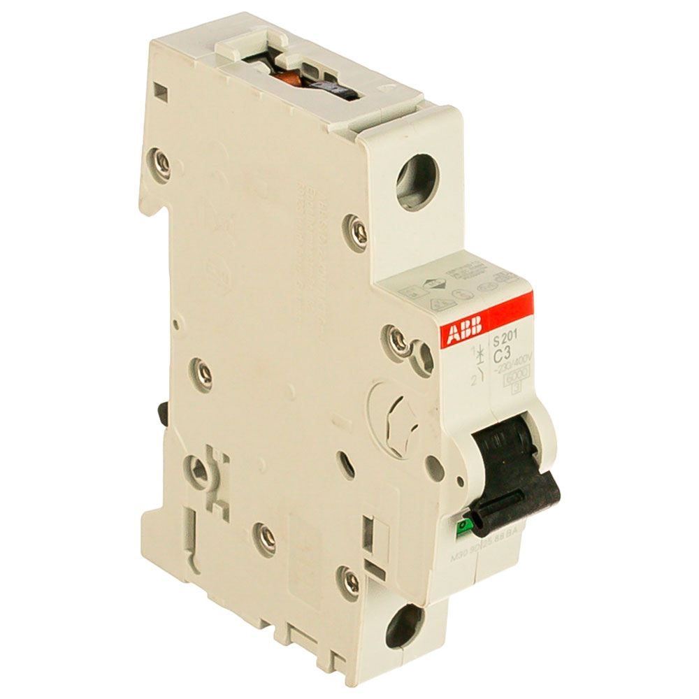 Автоматический выключатель однополюсный ABB S201 1P 3А (С) 6kА, сила тока 3 А, тип расцепления C, отключающая способность 6 kА