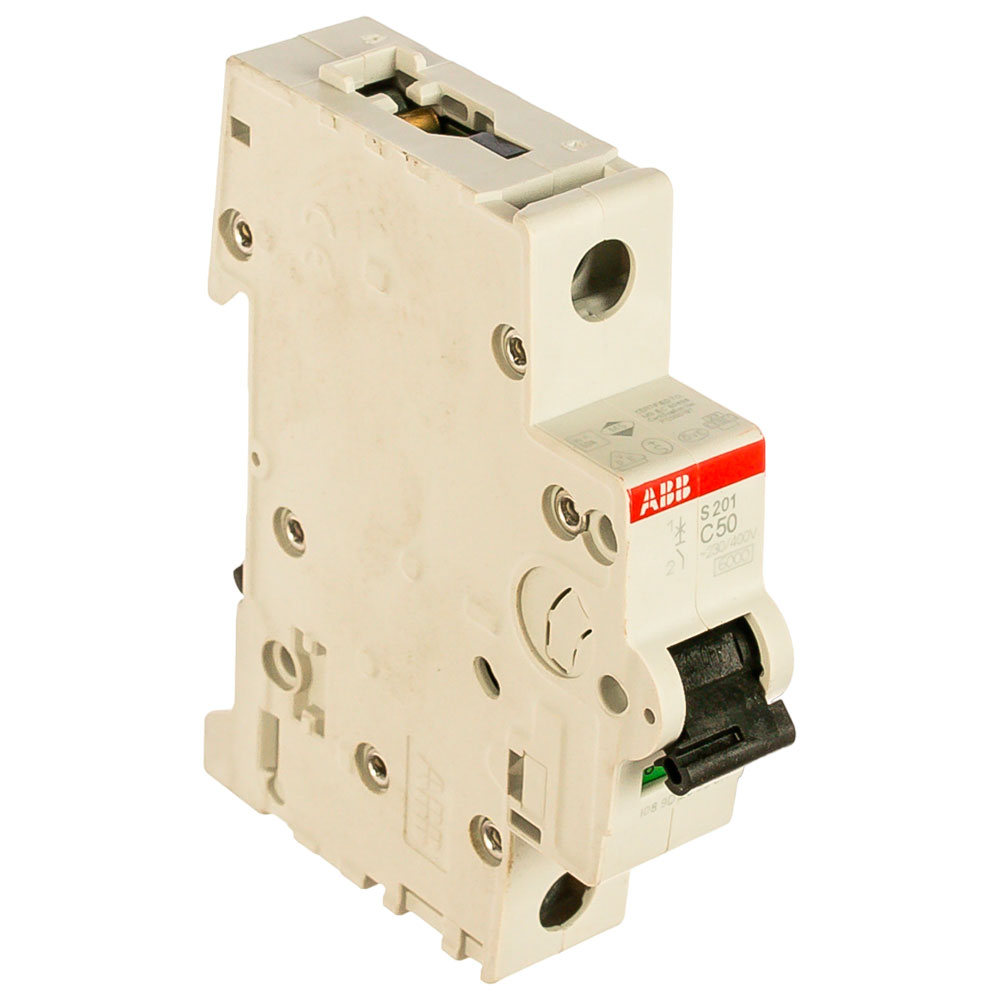 Автоматический выключатель однополюсный ABB S201 1P 50А (С) 6kА, сила тока 50 А, тип расцепления C, отключающая способность 6 kА
