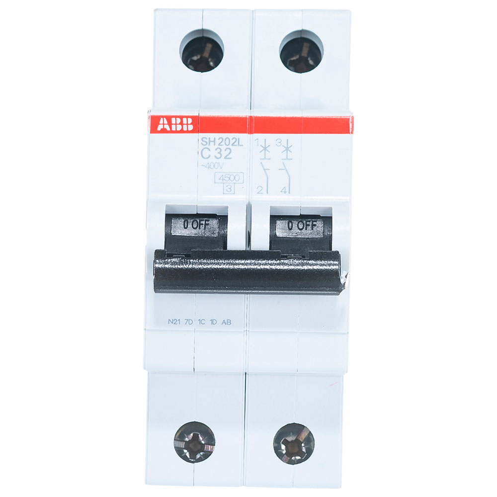 Автоматический выключатель двухполюсный ABB SH202L 2P 32А (С) 4.5kА, сила тока 32 А, тип расцепления C, отключающая способность 4.5 kА