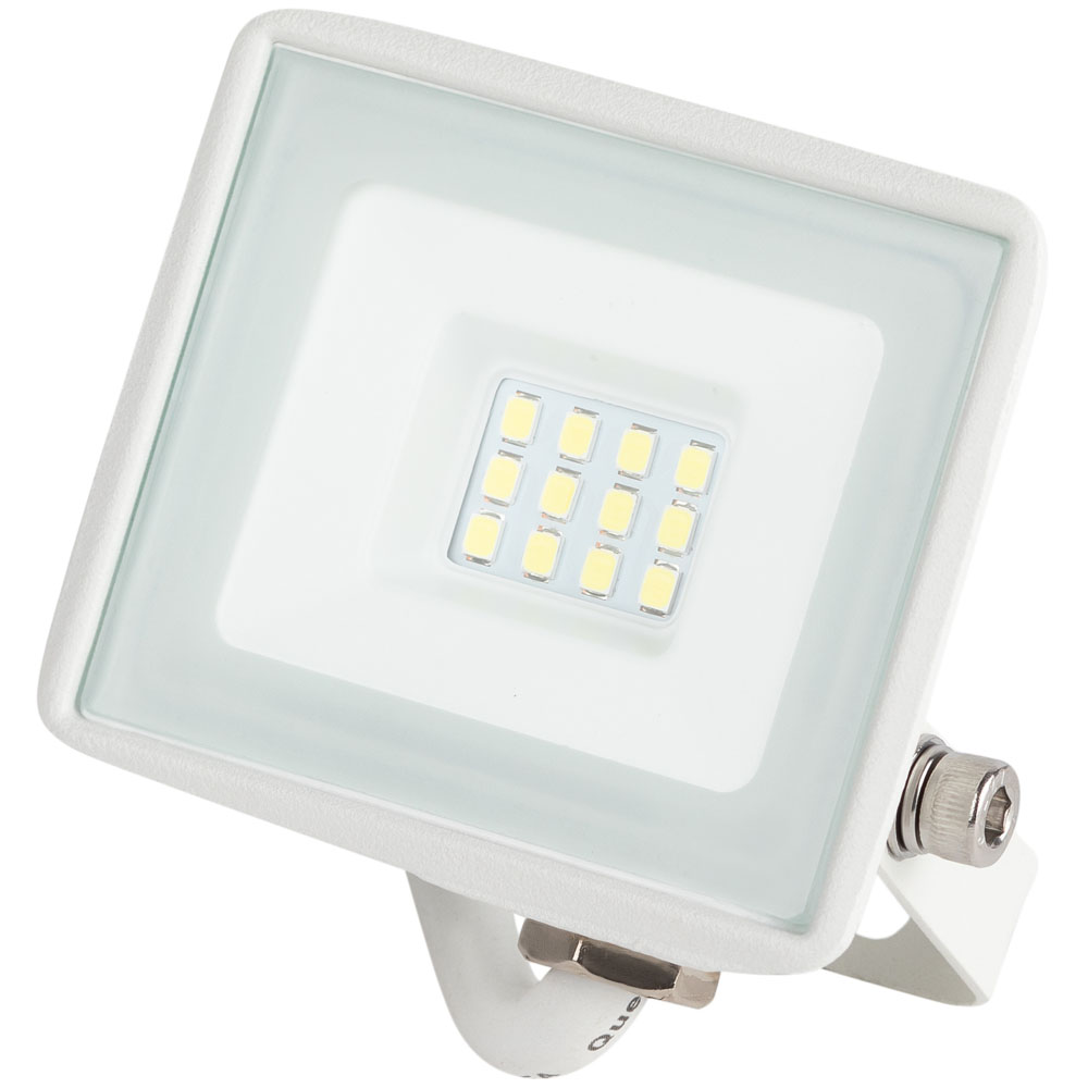 Прожектор светодиодный уличный ЭРА LPR-023-W-0 10 Вт, световой поток 800 Лм, цветовая температура 6500 К, прямоугольный, цвет - белый