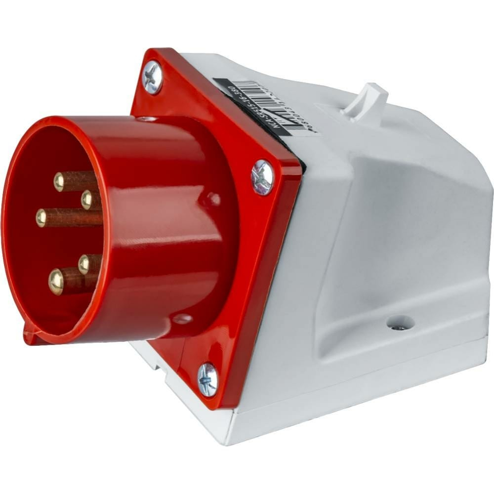Вилка стационарная ЭРА VS-16-3P-PE-N-IP44 сила тока 16 А, номинальное напряжение 380 В, IP44, красная