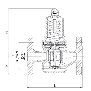 Чертеж Клапан редукционный (после себя) Goetze 682 mGFO-SP Ду20 Ру16 бронзовый фланцевый