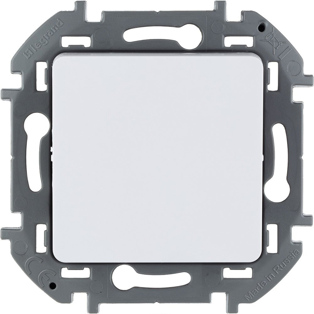 Выключатель кнопочный Legrand INSPIRIA скрытый, количество клавиш - 1 шт, номинальный ток - 6А, степень защиты - IP20, без подсветки, механизм, цвет - белый