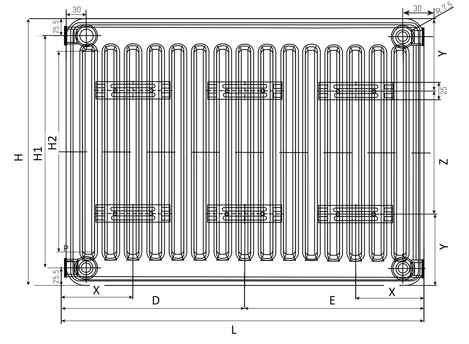 Радиатор панельный Oasis Pro PB 33-6 600x400 мм настенный, теплоотдача - 1.513 кВт, высота - 600 мм, ширина 400 мм, количество панелей - 3, присоединение резьбовое - 1/2