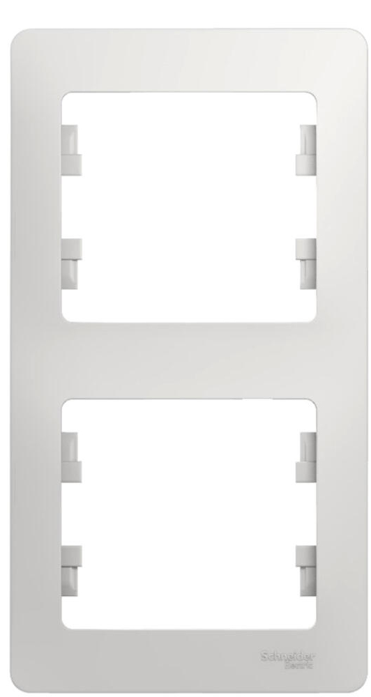 Рамка Schneider Electric Glossa 2 поста 83х154х12 мм, материал корпуса - пластик, монтаж - вертикальный, цвет - белый 