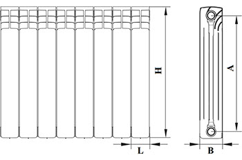 Радиатор алюминиевый секционный Benarmo AL 500/96 6 секций RAL 9016 (цвет: белый) боковое подключение, универсальное