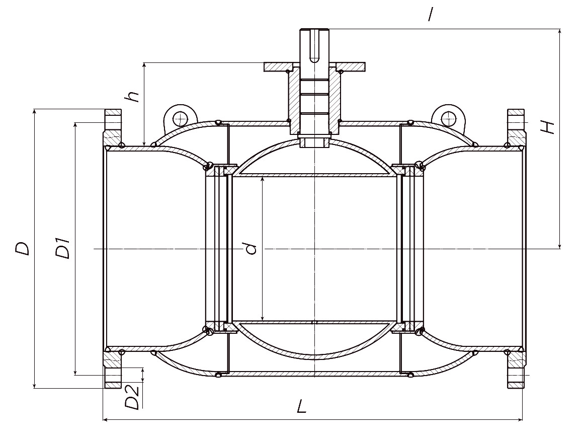 Кран шаровой ALSO КШ.Ф.GAS.500.16-01 Ду500 Ру16 стандартнопроходной, присоединение - фланцевое, корпус - сталь 20, уплотнение - PTFE, управление - редуктор