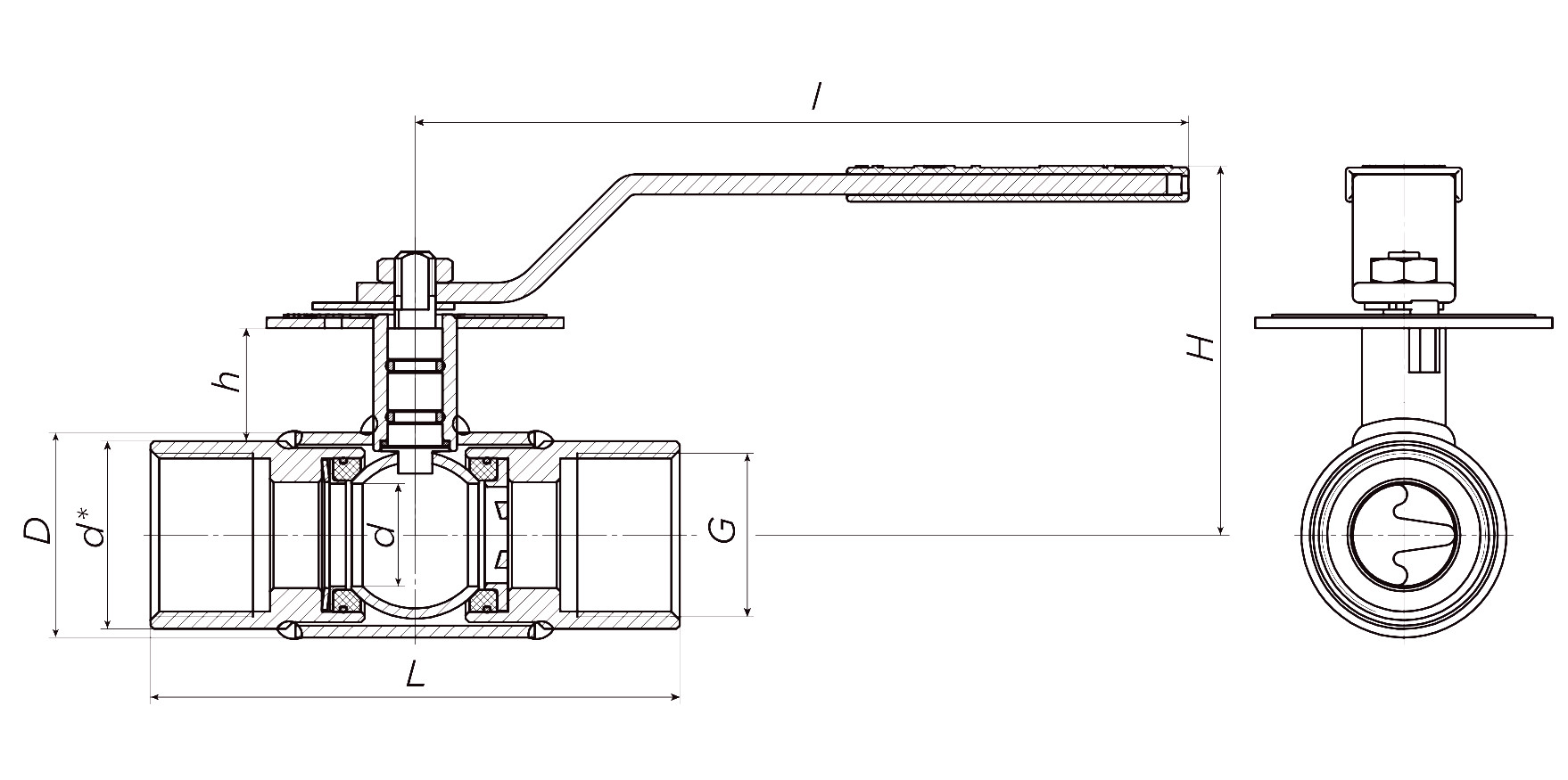 Кран шаровой ALSO КШ.М.BV.065.25-01 Ду65 Ру25 стандартнопроходной, присоединение - муфтовое, корпус - сталь 20, уплотнение - PTFE, управление - ручка-рычаг