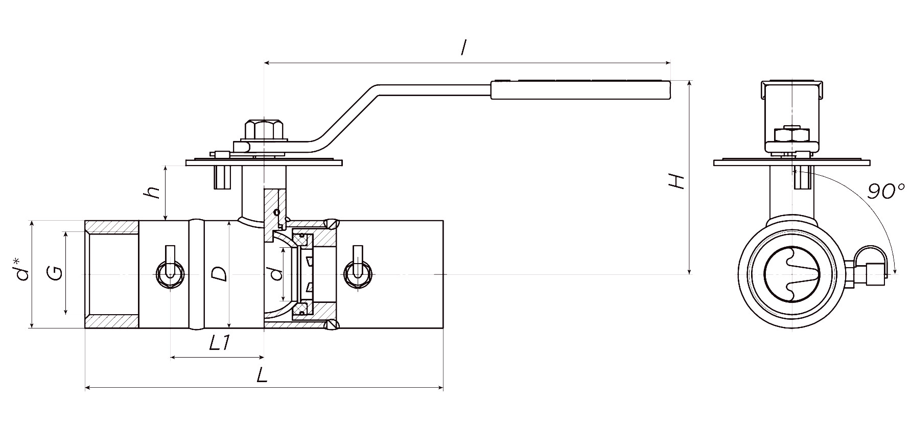 Кран шаровой ALSO КШ.М.BV.M.065.25-02 Ду65 Ру25 стандартнопроходной, присоединение - муфтовое, корпус - сталь 09Г2С, уплотнение - PTFE, управление - ручка-рычаг