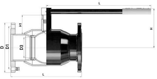 Кран шаровой ALSO КШ.Ф.250.16-02 Ду250 Ру16 стандартнопроходной, присоединение - фланцевое, корпус - сталь 09Г2С, уплотнение - PTFE, управление - ручка/рычаг