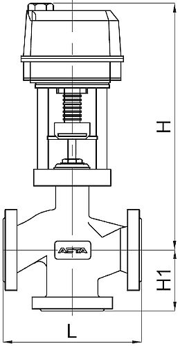 Клапан регулирующий трехходовой АСТА Р323 ТЕРМОКОМПАКТ Ду100 Ру16 с электроприводом ЭПА-204 220B (4-20 мА)