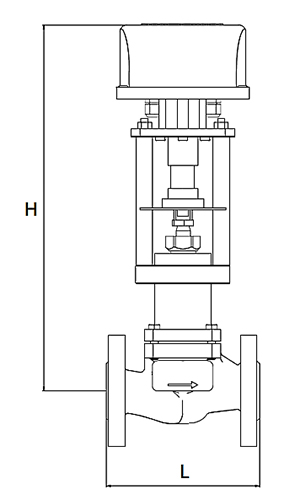 Клапан регулирующий АСТА Р213 ТЕРМОКОМПАКТ Ду80 Ру16, уплотнение - PTFE,  с электроприводом ЭПА 4.0 кН 220В (4-20 мА)