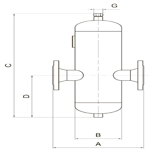 Сепаратор пара и сжатого воздуха АСТА С133 Ду25 Ру25 Тмакс=300°С, фланцевый, корпус - углеродистая сталь