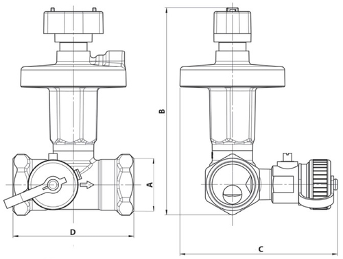 Клапан балансировочный BROEN перепад 0.05-0.25 бар 1 3/4″ Ду40 Ру25 резьбовой автоматический
