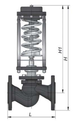 Регулятор давления Broen TD57-FA-015 ″до себя″ Ду15 Ру16, с импульсной трубкой и фитингом, диапазон настройки - 0.2-1.6 бар, фланцевые, корпус - чугун