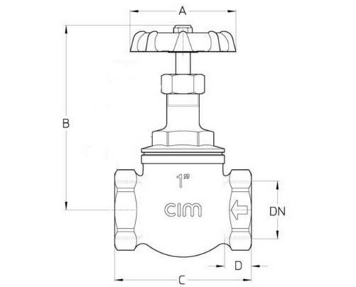 Клапан запорный Cimberio 75L 3/4″ Ду20 Ру10 внутренняя резьба, с металлическим седлом, корпус - латунь