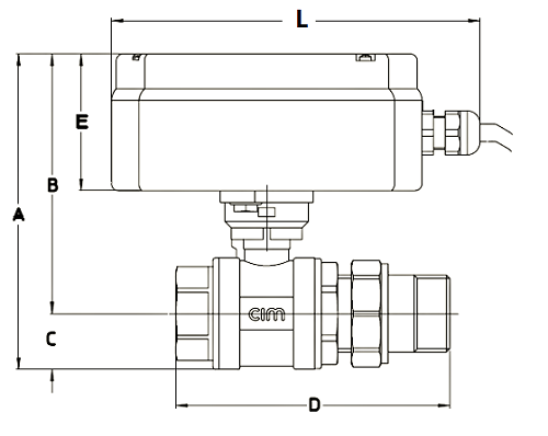 Кран шаровой Cimberio CIM 702RE 3/4″ Ду20 Py64 ВР-ВР, полнопроходной, с электроприводом и реле, 230В, корпус - латунь
