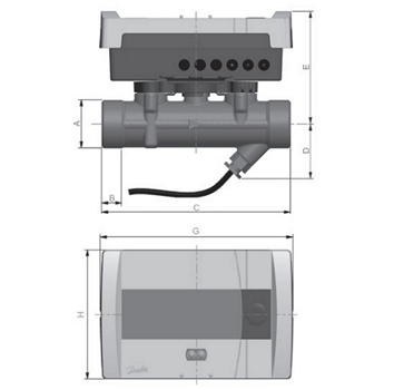 Эскиз Теплосчетчик ультразвуковой Danfoss SonoSafe10 Ду15 Ру16 резьбовой, квартирный, пропускная способность 0,6 м3/час, установка подающая (014U0030P)