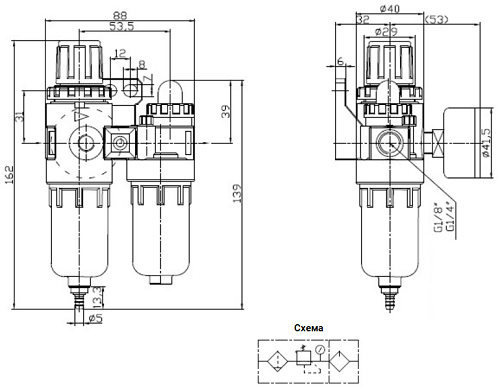 Затворы дисковые поворотные DN.ru WBV0232E-2W-Fb Ду25-32 Ру16, корпус - алюминиевый сплав AL-316L, диск - нержавеющая сталь 316L, уплотнение - EPDM, с пневмоприводом SA-083 пневмораспределителем 4V320 присоединение 3/8″ БПВ AFC2000 и БКВ APL-510N-EX