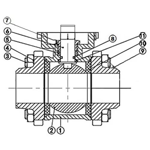 Кран шаровой полнопроходной DN.ru КШПП 316.200-ISO Ду20 Ру63 под приварку, материал корпуса - нержавеющая сталь SS316 с ISO фланцем и редуктором DN.ru HAM-1