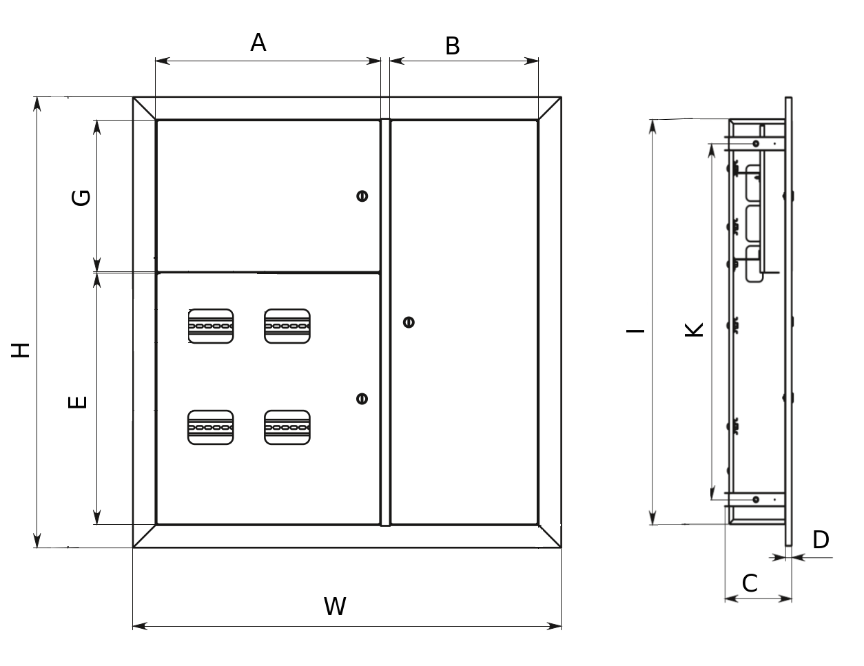 Щит этажный EKF Basic 3 кв. IP31, силовая часть – слева, материал – сталь, цвет – белый