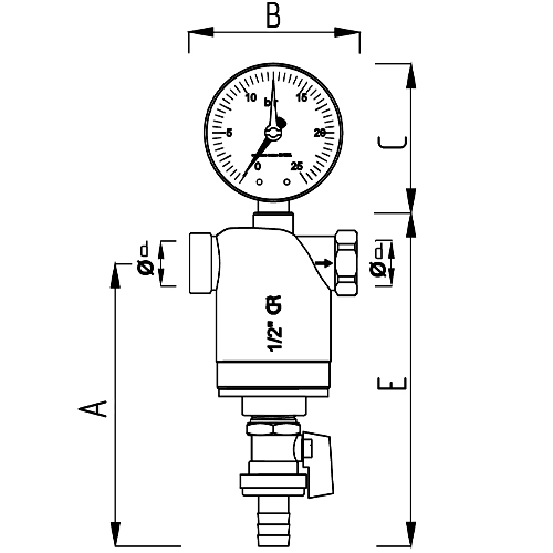 Фильтр сетчатый FAR FA 3948 1” Ду25 Ру25 ВР-ВР, латунный, размер фильтрующей сетки 300 мкм, с манометром, хромированный
