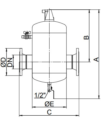 Сепаратор воздуха Гранэйр Тип С Ду125 Ру10 приварной, корпус - углеродистая сталь