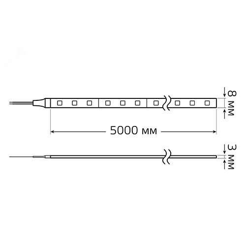 Лента светодиодная Gauss Basic IP65 с драйвером, 6 Вт, цветовая температура - 3000 K,  количество светодиодов - 60 шт/м, тип светодиодов - 2835 SMD, длина ленты - 5 м, ширина ленты - 8 мм