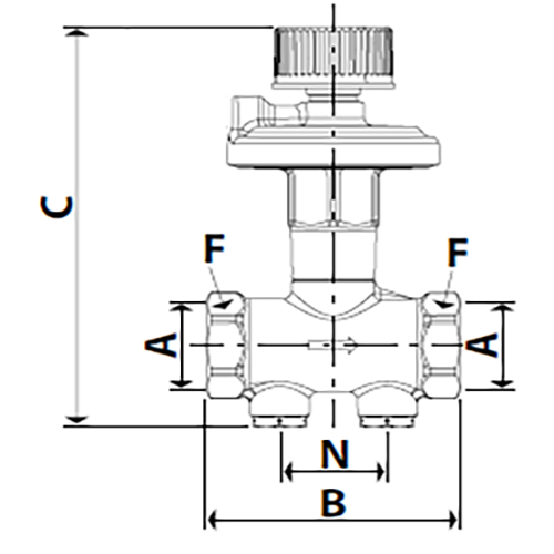 Клапан балансировочный Giacomini R206C-1 1″ Ду25 Ру25 автоматический, KVS=4,15, В/Р муфтовый, с импульсной трубкой, с измерительными штуцерами, корпус - латунь
