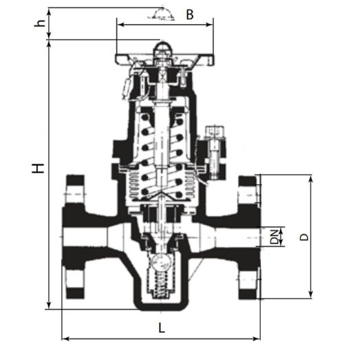 Регулятор давления после себя Гранрег КАТ41R Ду15 Ру25, диапазон рабочих давлений 1.4-4 бар, тип присоединения-резьбовой