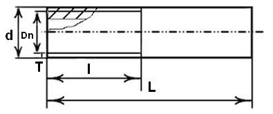 Эскиз Резьба стальная КАЗ 1 1/4″ Ду32 Ру16 удлиненная L=60мм из труб по ГОСТ 3262-75