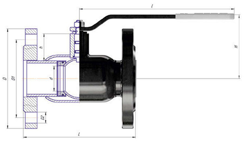 Кран шаровой ALSO КШ.Ф.65.16-02 Ду65 Ру16 стандартнопроходной, присоединение - фланцевое, корпус - сталь 09Г2С, уплотнение - PTFE, управление - ручка/рычаг