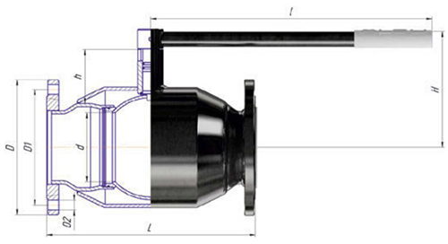 Кран шаровой ALSO КШ.Ф.П.65.25-02 Ду65 Ру25 полнопроходной, присоединение - фланцевое, корпус - сталь 09Г2С, уплотнение - PTFE, управление - ручка/рычаг