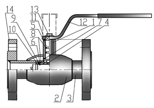 Кран шаровый КВО-АРМ серия 12 Ду15 Ру16 фланцевый цельносварной, полный проход, управление ручка-рычаг, корпус – углеродистая сталь