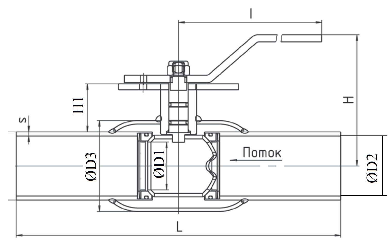 Кран шаровый LD КШ.Ц.П.Э.Н/П.02.R Ду32 Ру40, стандартнопроходный, регулирующий, корпус - сталь 20, уплотнение - EPDM, под приварку, под электропривод